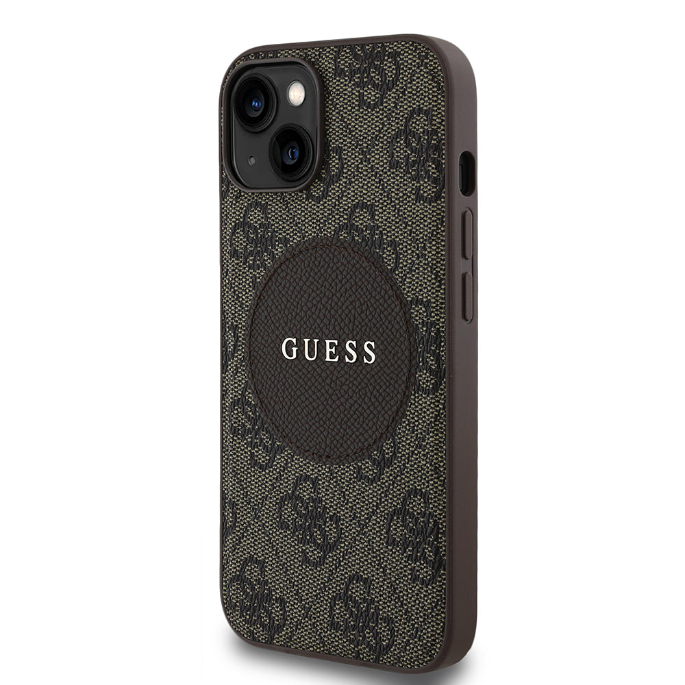 iPhone 15 Kılıf Guess Orijinal Lisanslı M-safe Şarj Özellikli Yazı Logolu Circle Classic Kılıf