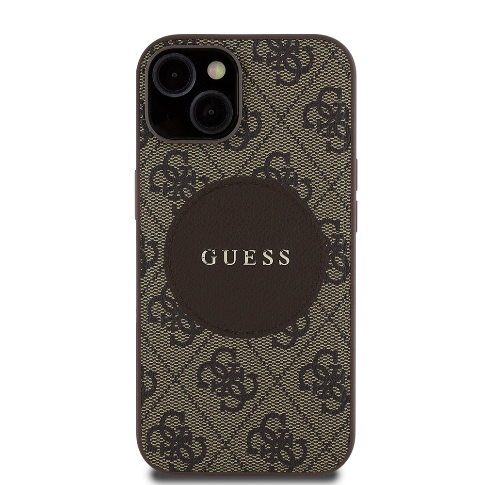 iPhone 15 Kılıf Guess Orijinal Lisanslı M-safe Şarj Özellikli Yazı Logolu Circle Classic Kılıf