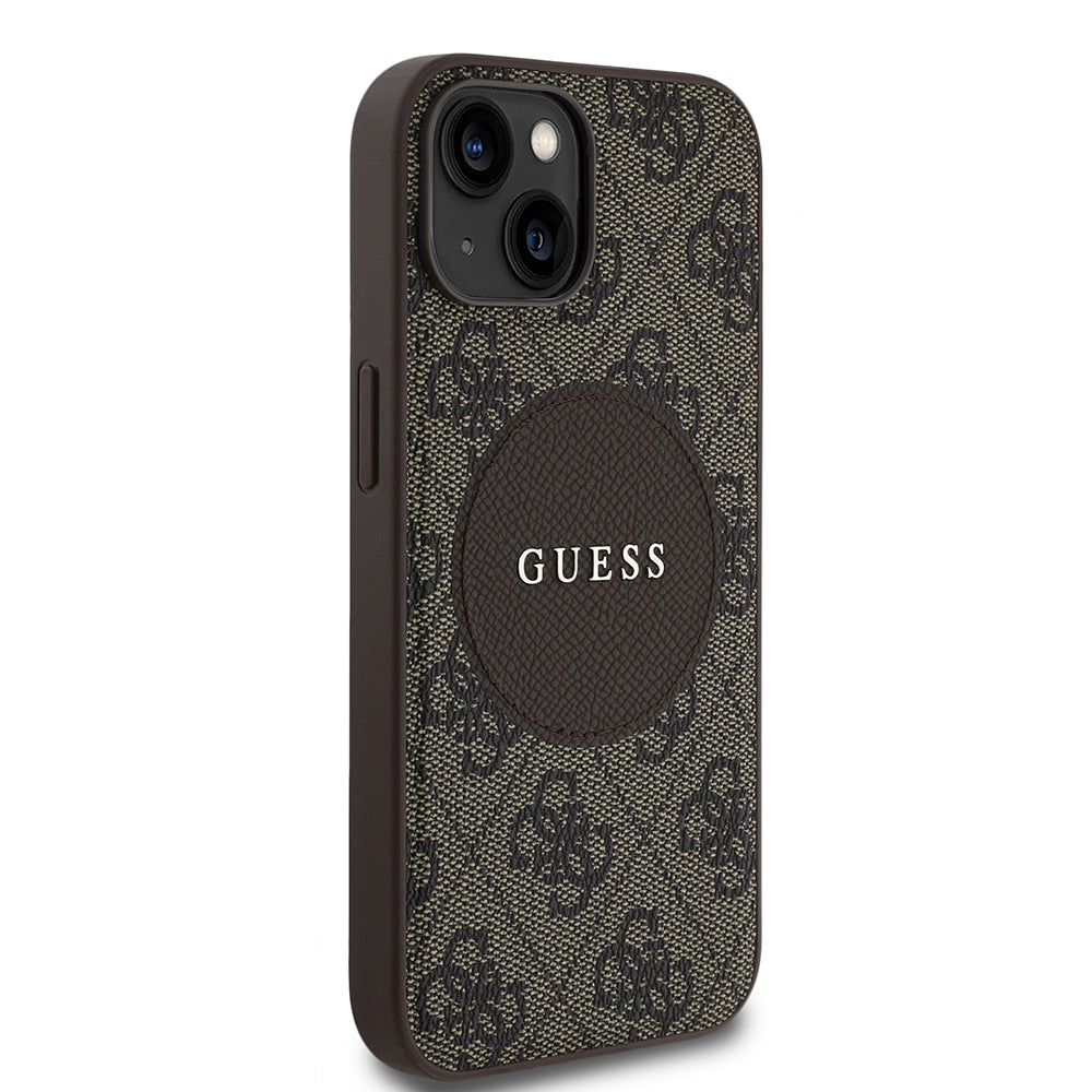 iPhone 15 Kılıf Guess Orijinal Lisanslı M-safe Şarj Özellikli Yazı Logolu Circle Classic Kılıf