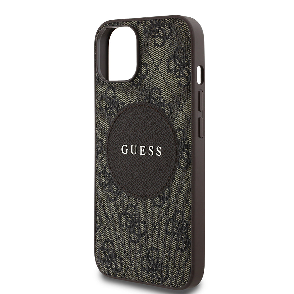 iPhone 15 Kılıf Guess Orijinal Lisanslı M-safe Şarj Özellikli Yazı Logolu Circle Classic Kılıf