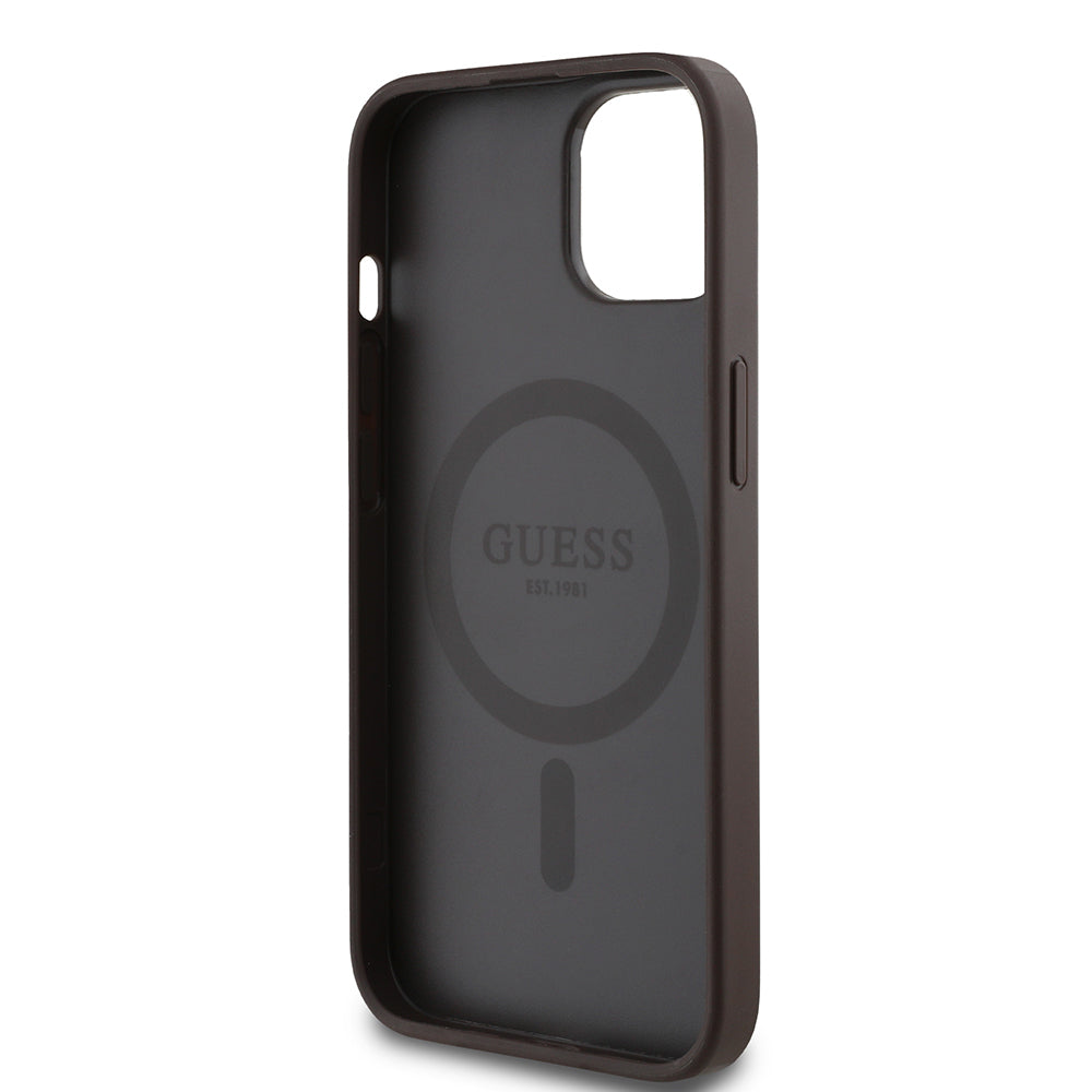 iPhone 15 Kılıf Guess Orijinal Lisanslı M-safe Şarj Özellikli Yazı Logolu Circle Classic Kılıf