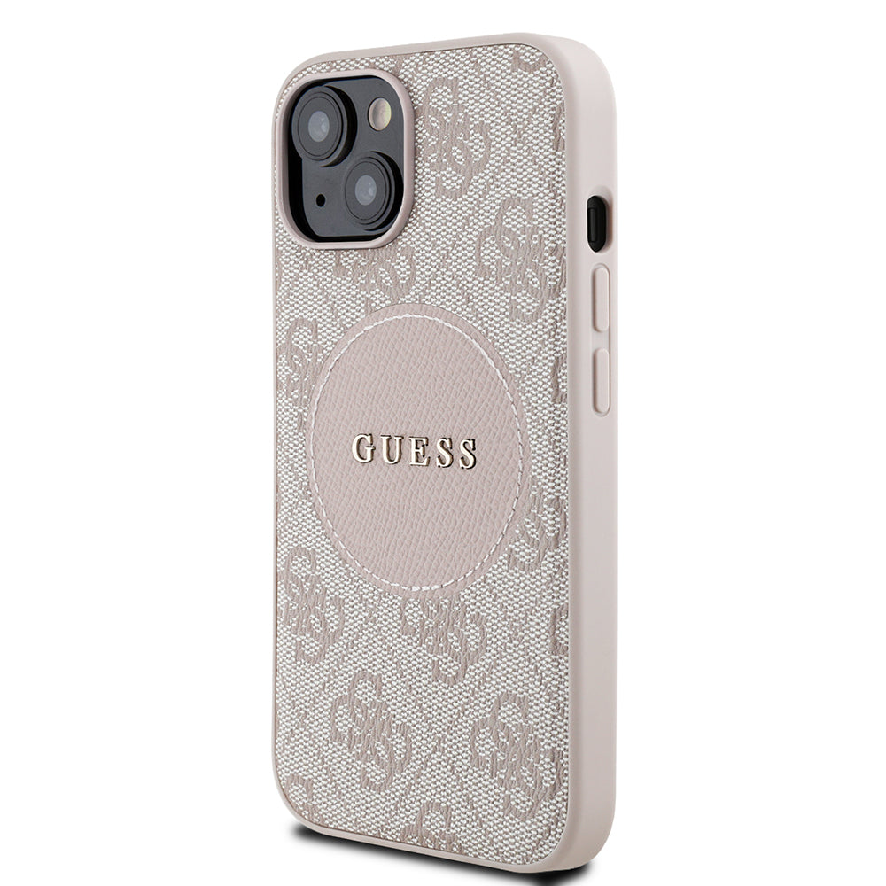 iPhone 15 Kılıf Guess Orijinal Lisanslı M-safe Şarj Özellikli Yazı Logolu Circle Classic Kılıf