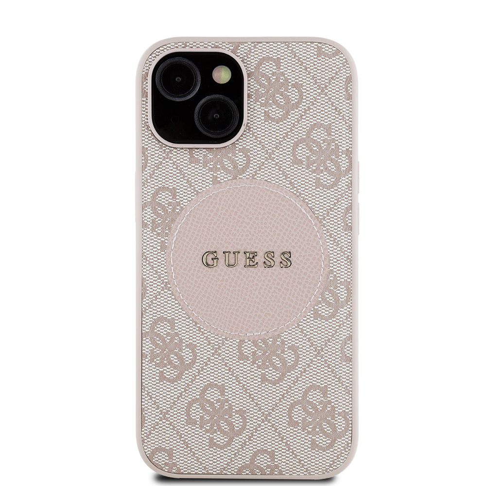 iPhone 15 Kılıf Guess Orijinal Lisanslı M-safe Şarj Özellikli Yazı Logolu Circle Classic Kılıf