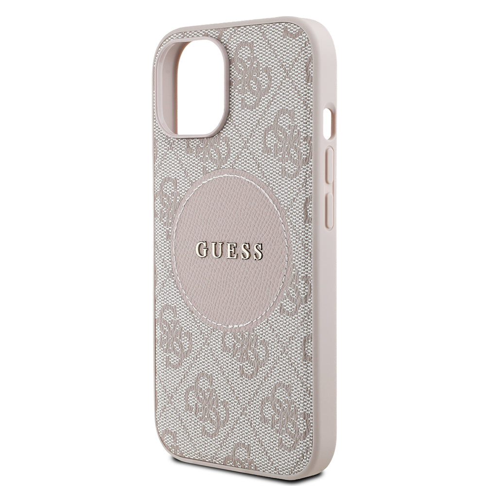 iPhone 15 Kılıf Guess Orijinal Lisanslı M-safe Şarj Özellikli Yazı Logolu Circle Classic Kılıf