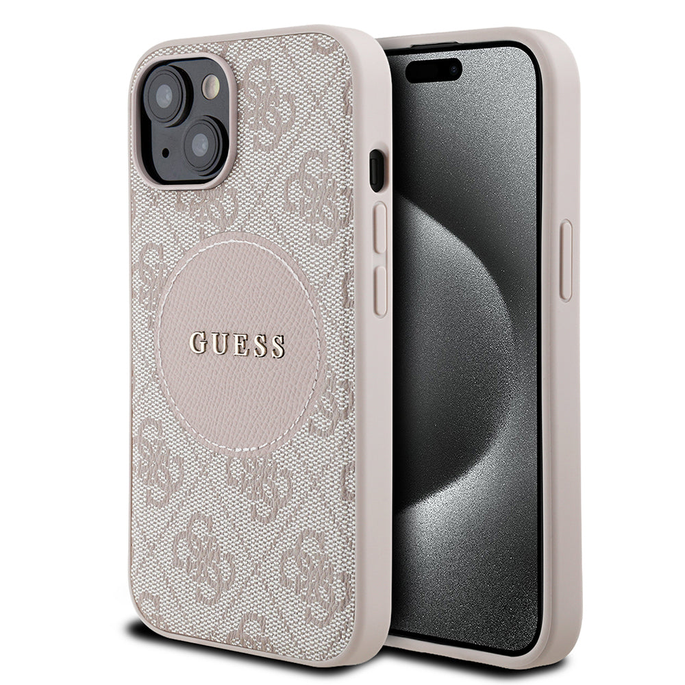 iPhone 15 Kılıf Guess Orijinal Lisanslı M-safe Şarj Özellikli Yazı Logolu Circle Classic Kılıf