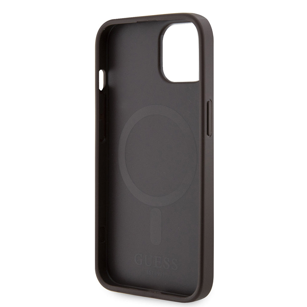 iPhone 15 Kılıf Guess Orijinal Lisanslı M-safe Şarj Özellikli 4G Şerit Tasarımlı Printed Kılıf