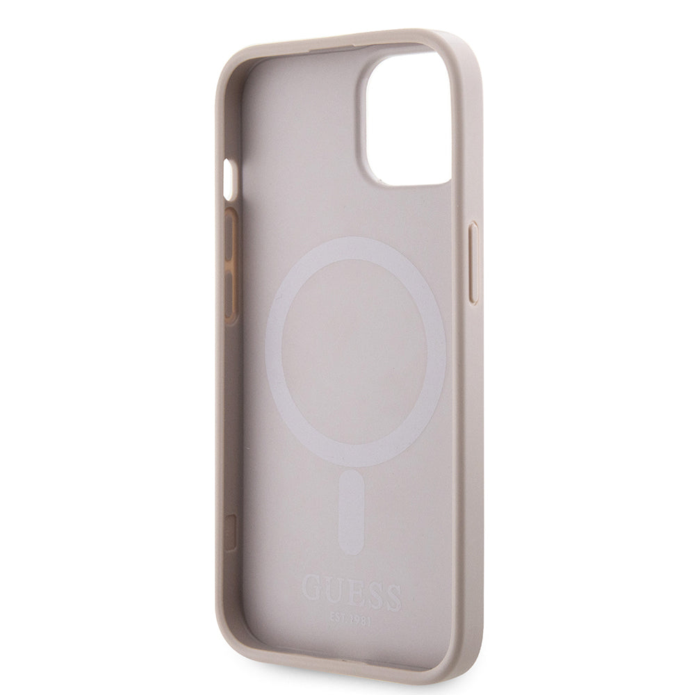 iPhone 15 Kılıf Guess Orijinal Lisanslı M-safe Şarj Özellikli 4G Şerit Tasarımlı Printed Kılıf
