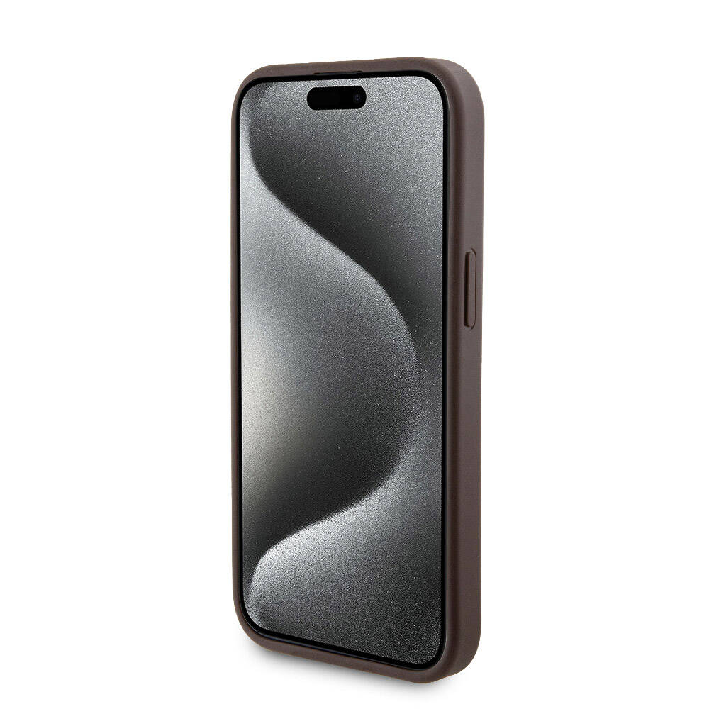 iPhone 15 Kılıf Guess Orijinal Lisanslı M-safe Şarj Özellikli Yazı Logolu 4G Desenli Kılıf + Powerbank 5000mAh 2in1 Set