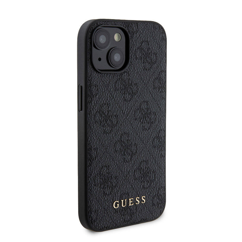 iPhone 15 Kılıf Guess Orijinal Lisanslı M-safe Şarj Özellikli Yazı Logolu 4G Desenli Kılıf + Powerbank 5000mAh 2in1 Set