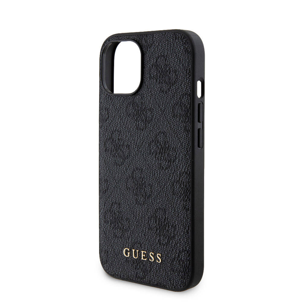 iPhone 15 Kılıf Guess Orijinal Lisanslı M-safe Şarj Özellikli Yazı Logolu 4G Desenli Kılıf + Powerbank 5000mAh 2in1 Set