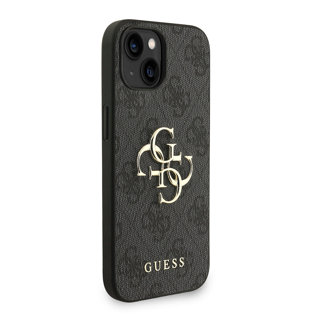 iPhone 15 Kılıf Guess Orijinal Lisanslı PU Deri Bilek Askı İpli Metal Büyük 4G ve Yazı Logolu Kılıf