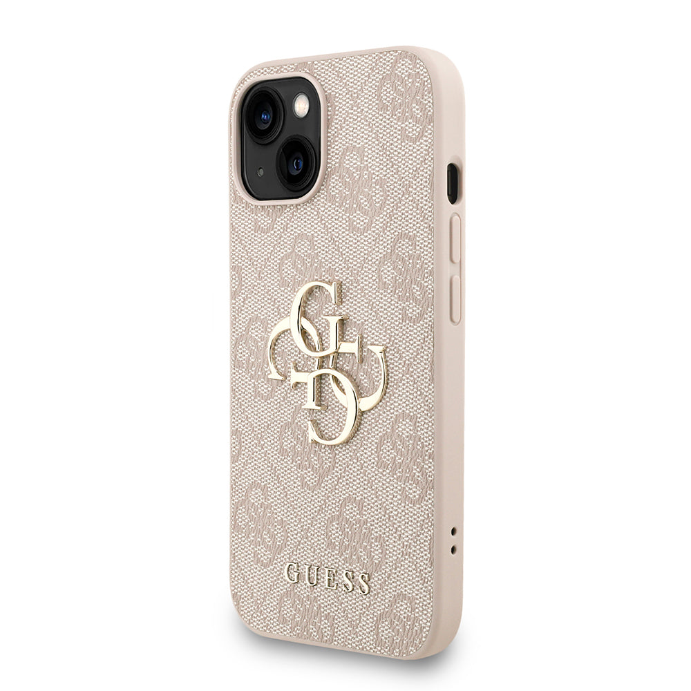 iPhone 15 Kılıf Guess Orijinal Lisanslı PU Deri Bilek Askı İpli Metal Büyük 4G ve Yazı Logolu Kılıf