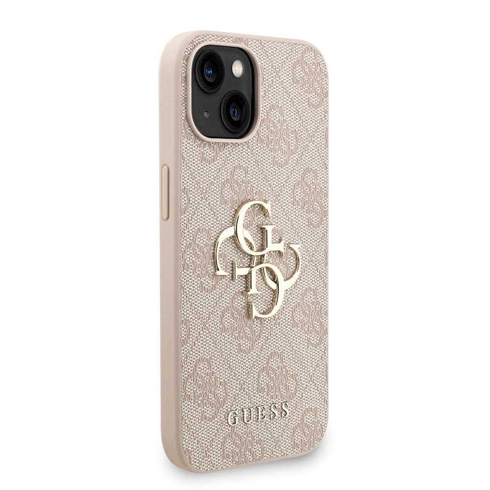 iPhone 15 Kılıf Guess Orijinal Lisanslı PU Deri Bilek Askı İpli Metal Büyük 4G ve Yazı Logolu Kılıf