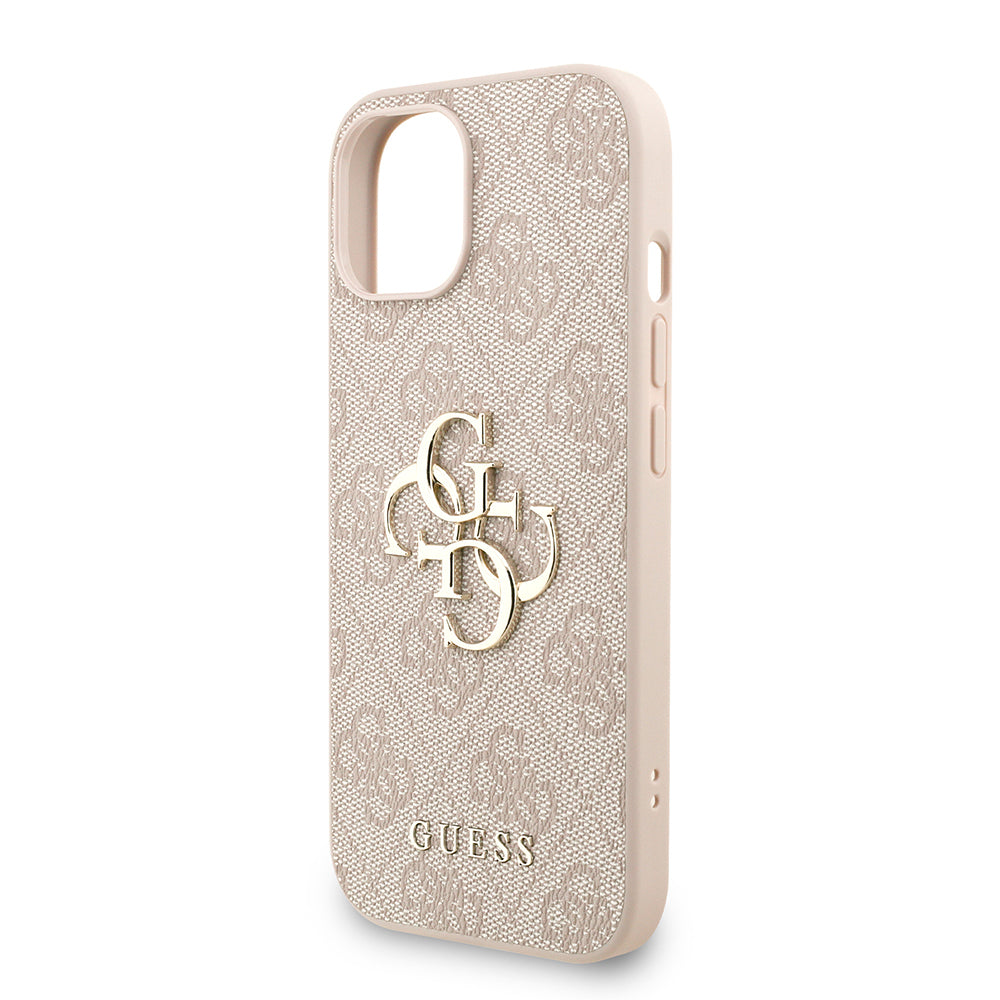iPhone 15 Kılıf Guess Orijinal Lisanslı PU Deri Bilek Askı İpli Metal Büyük 4G ve Yazı Logolu Kılıf