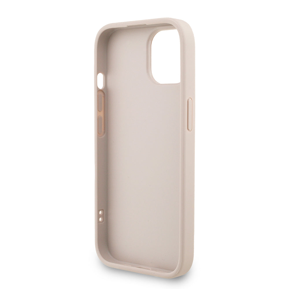 iPhone 15 Kılıf Guess Orijinal Lisanslı PU Deri Bilek Askı İpli Metal Büyük 4G ve Yazı Logolu Kılıf