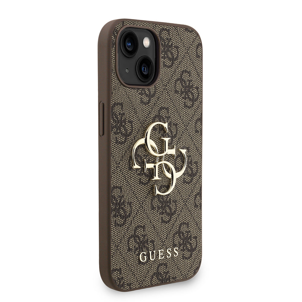 iPhone 15 Kılıf Guess Orijinal Lisanslı PU Deri Bilek Askı İpli Metal Büyük 4G ve Yazı Logolu Kılıf
