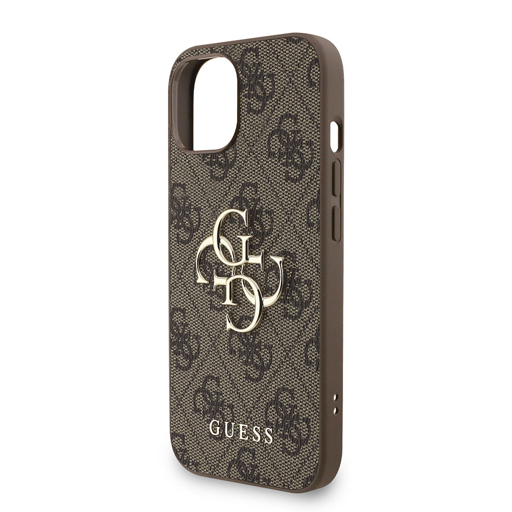iPhone 15 Kılıf Guess Orijinal Lisanslı PU Deri Bilek Askı İpli Metal Büyük 4G ve Yazı Logolu Kılıf