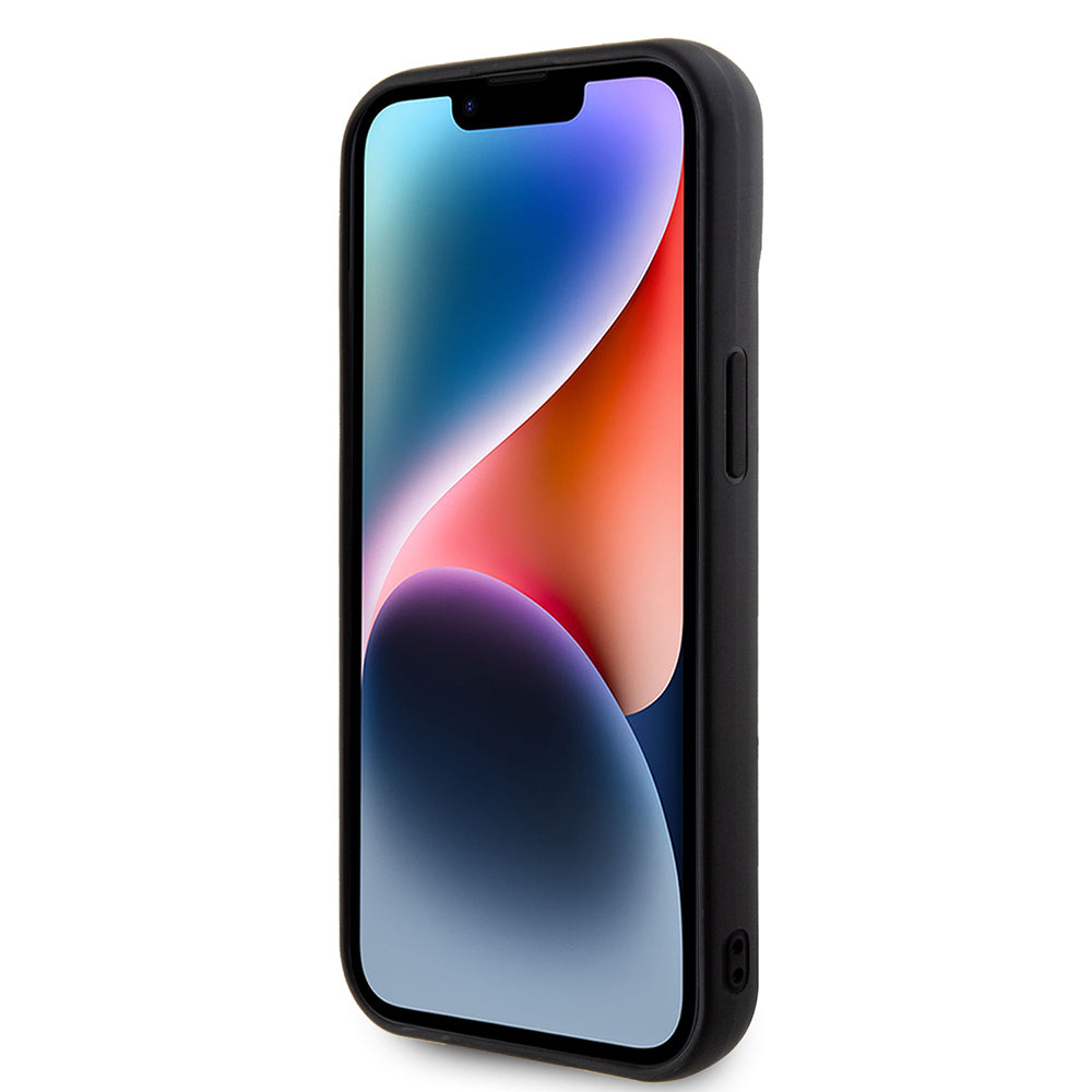 iPhone 15 Kılıf Guess Orijinal Lisanslı PU Deri Metal Yazı Logolu Kapitone Kılıf