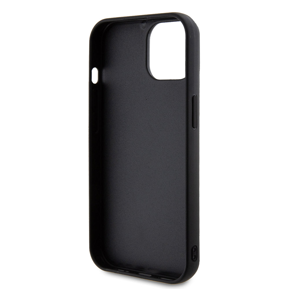 iPhone 15 Kılıf Guess Orijinal Lisanslı PU Deri Metal Yazı Logolu Kapitone Kılıf