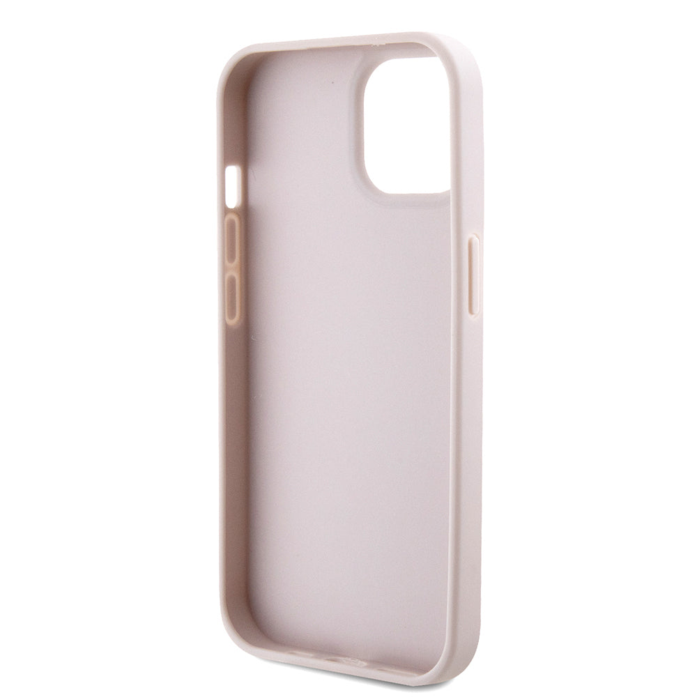 iPhone 15 Kılıf Guess Orijinal Lisanslı PU Deri Taşlı Metal Üçgen Logolu Çapraz Vücut Askılı 4G Desenli Kılıf