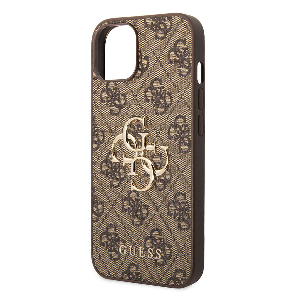 iPhone 15 Kılıf Guess Orijinal Lisanslı PU Deri Yazı ve 4G Metal Logolu Desenli Kılıf