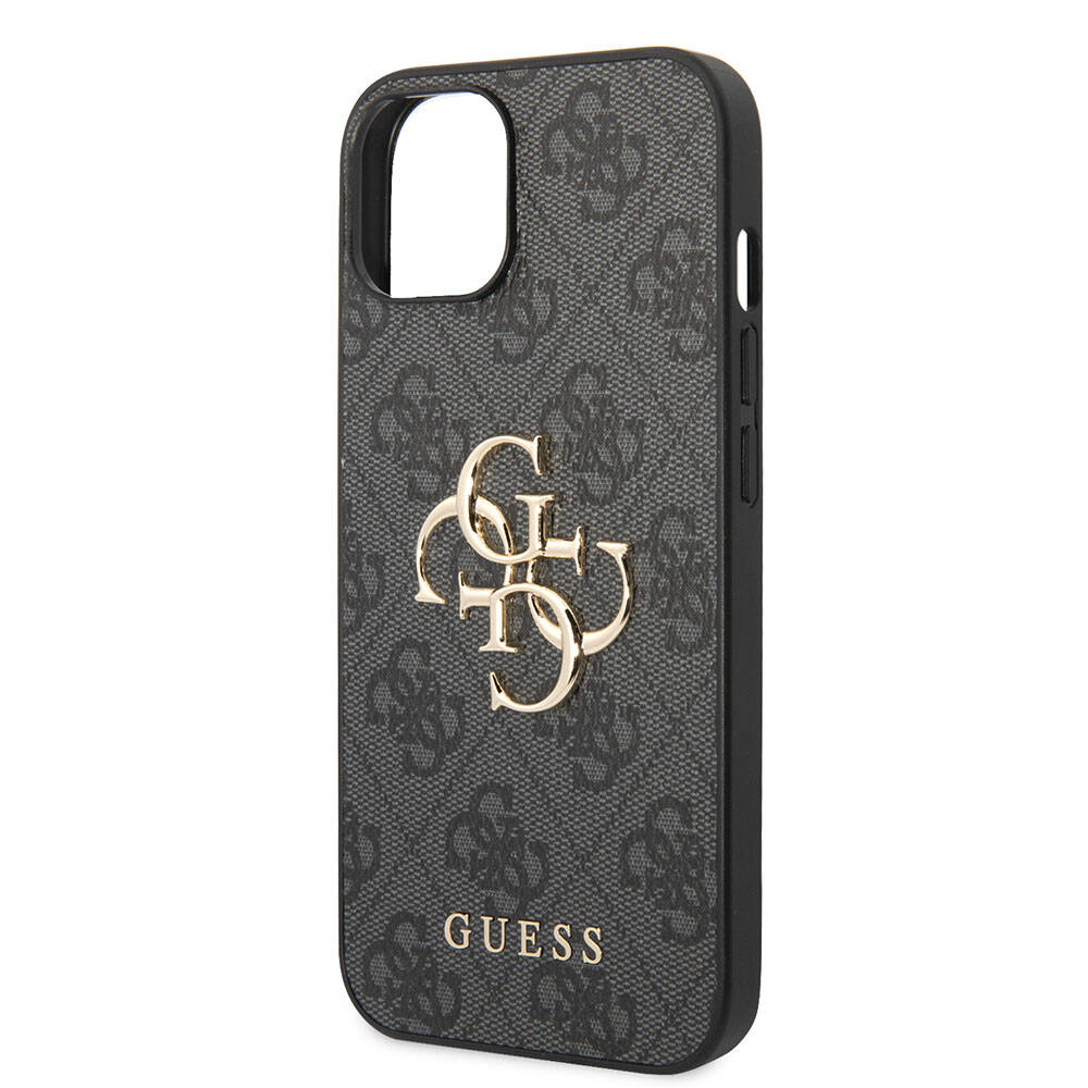 iPhone 15 Kılıf Guess Orijinal Lisanslı PU Deri Yazı ve 4G Metal Logolu Desenli Kılıf