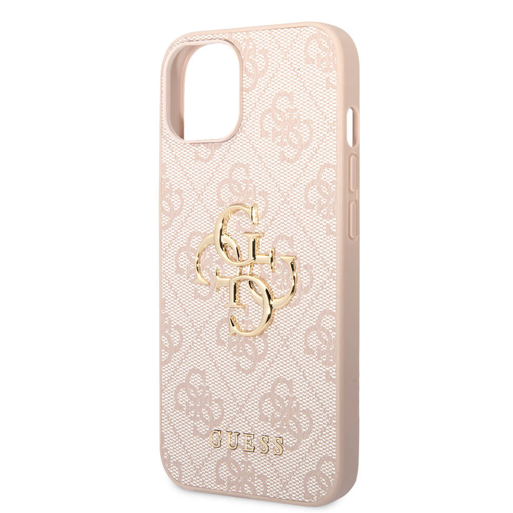 iPhone 15 Kılıf Guess Orijinal Lisanslı PU Deri Yazı ve 4G Metal Logolu Desenli Kılıf