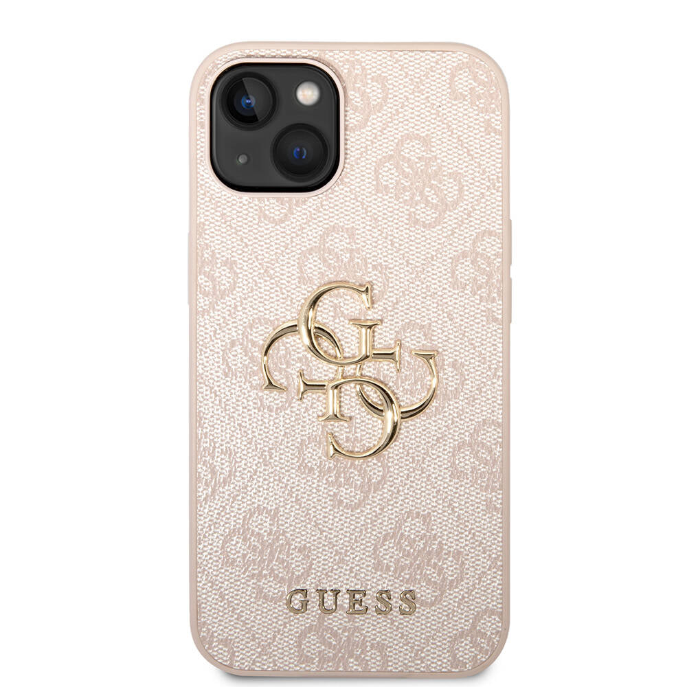 iPhone 15 Kılıf Guess Orijinal Lisanslı PU Deri Yazı ve 4G Metal Logolu Desenli Kılıf