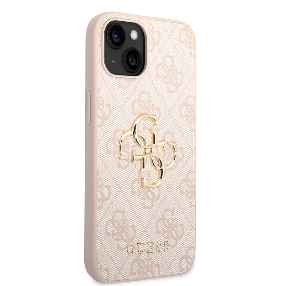 iPhone 15 Kılıf Guess Orijinal Lisanslı PU Deri Yazı ve 4G Metal Logolu Desenli Kılıf