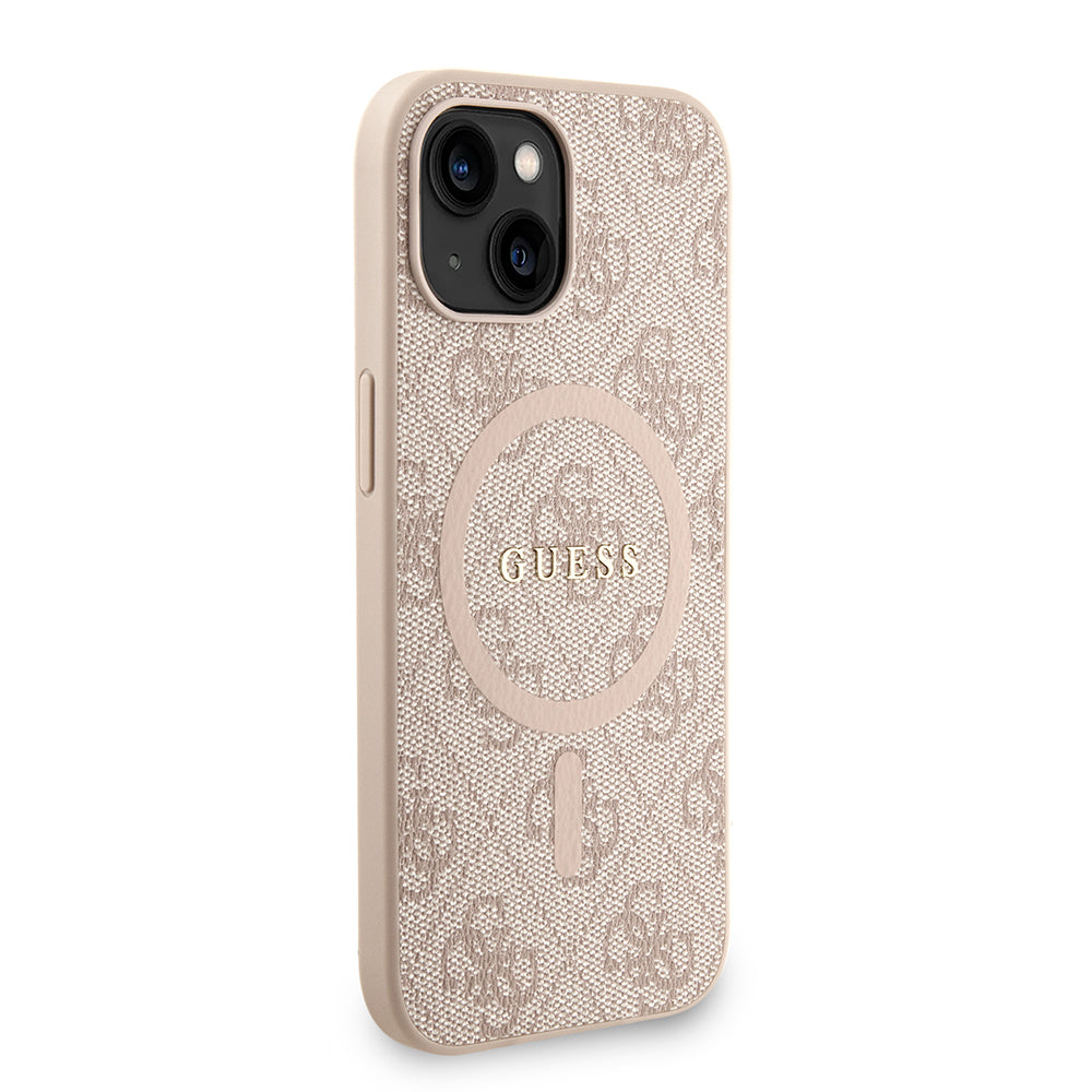 iPhone 15 Kılıf Guess orijinal Lisanslı M-safe Şarj Özellikli PU Deri Bilek Askı İpli Yazı Logolu Kılıf