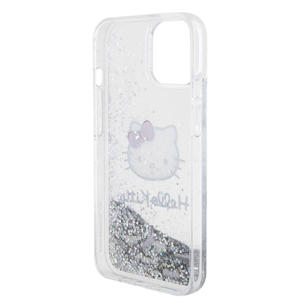 iPhone 15 Kılıf Hello Kitty Orijinal Lisanslı İkonik Sıvılı Glitter Kılıf