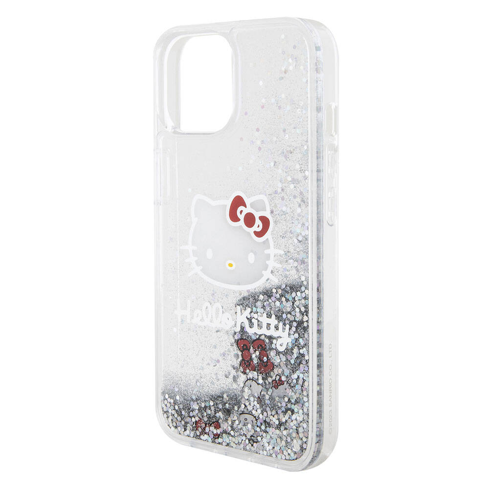 iPhone 15 Kılıf Hello Kitty Orijinal Lisanslı İkonik Sıvılı Glitter Kılıf