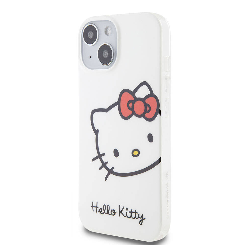 iPhone 15 Kılıf Hello Kitty Orijinal Lisanslı Yazı ve İkonik Logolu Kitty Head Kılıf