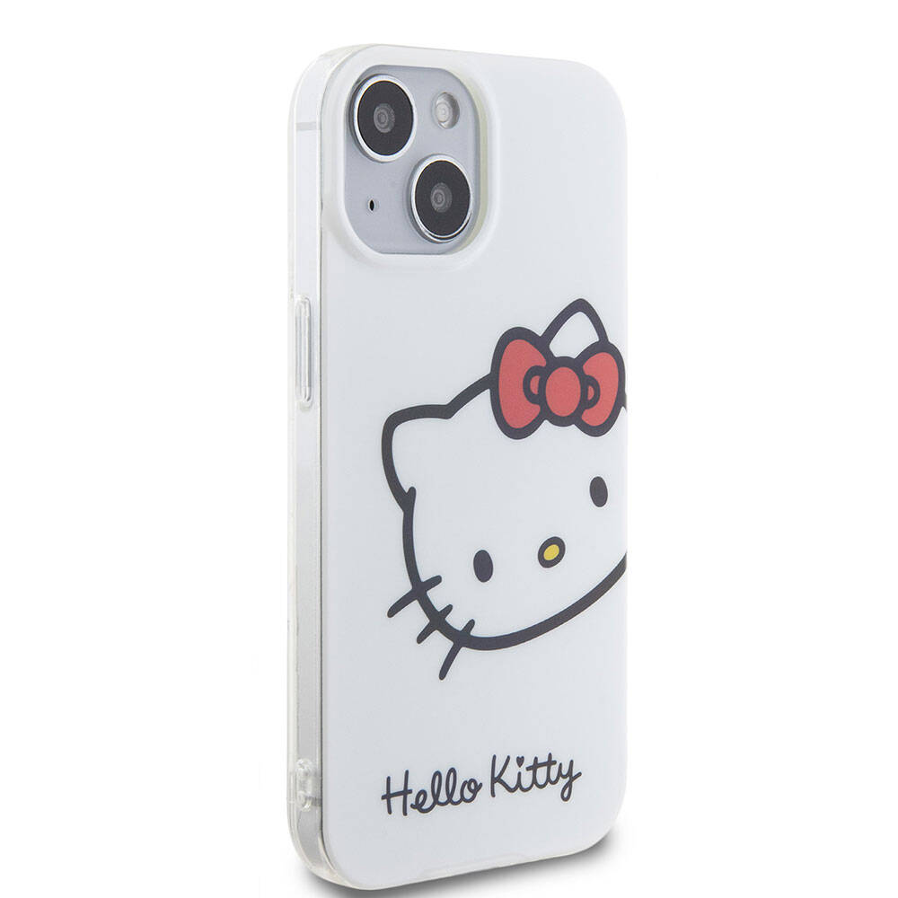 iPhone 15 Kılıf Hello Kitty Orijinal Lisanslı Yazı ve İkonik Logolu Kitty Head Kılıf