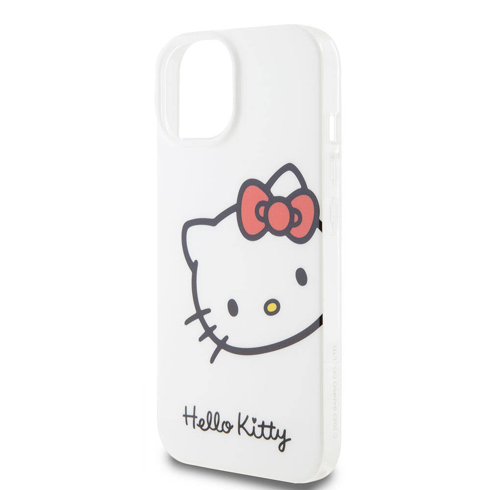 iPhone 15 Kılıf Hello Kitty Orijinal Lisanslı Yazı ve İkonik Logolu Kitty Head Kılıf
