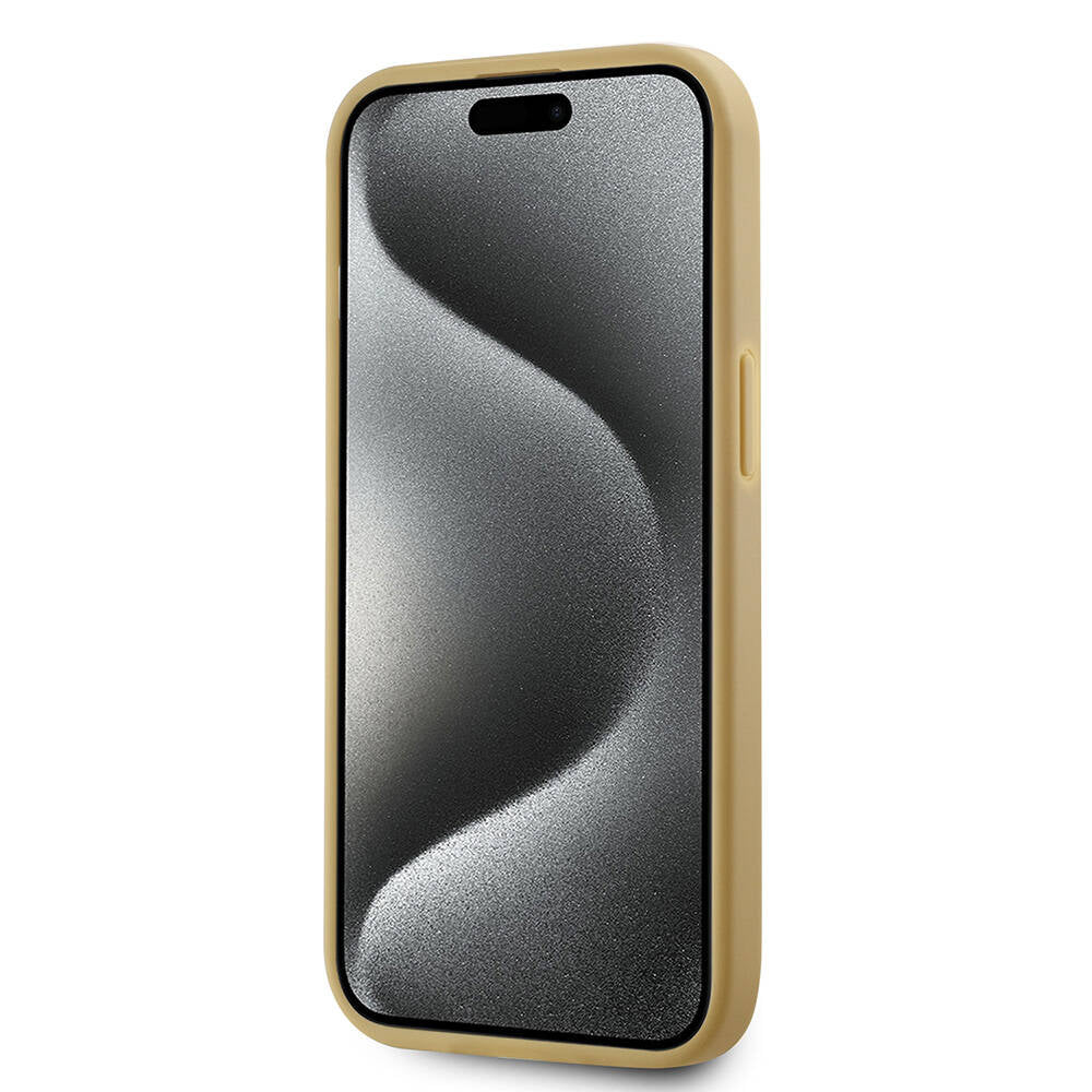 iPhone 15 Kılıf Karl Lagerfeld Orijinal Lisanslı 3D KL Yazılı Tüylü Arka Yüzey Saffiano Rhinestones Kılıf
