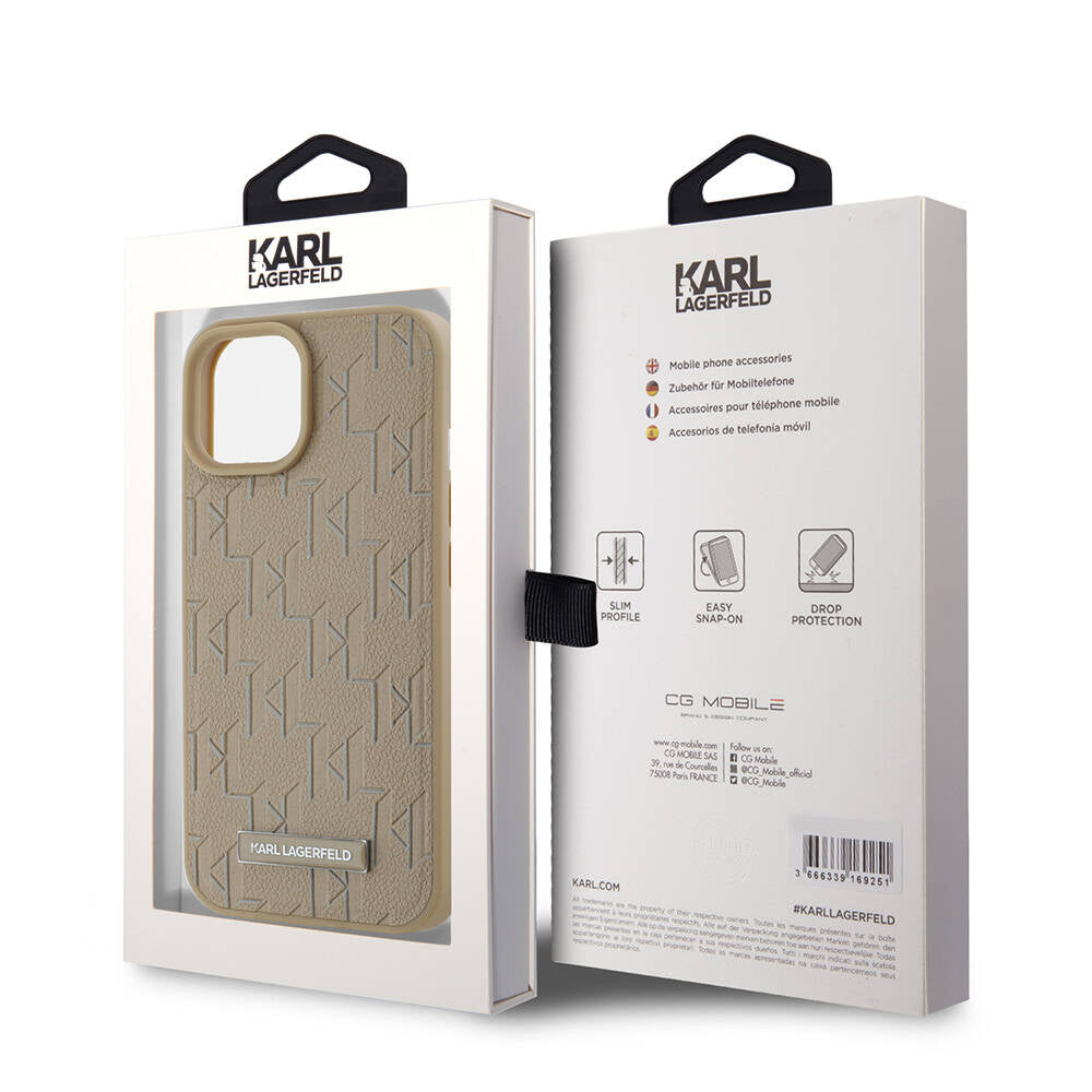 iPhone 15 Kılıf Karl Lagerfeld Orijinal Lisanslı M-safe Şarj Özellikli KL Yazılı Hot Stamp Kılıf