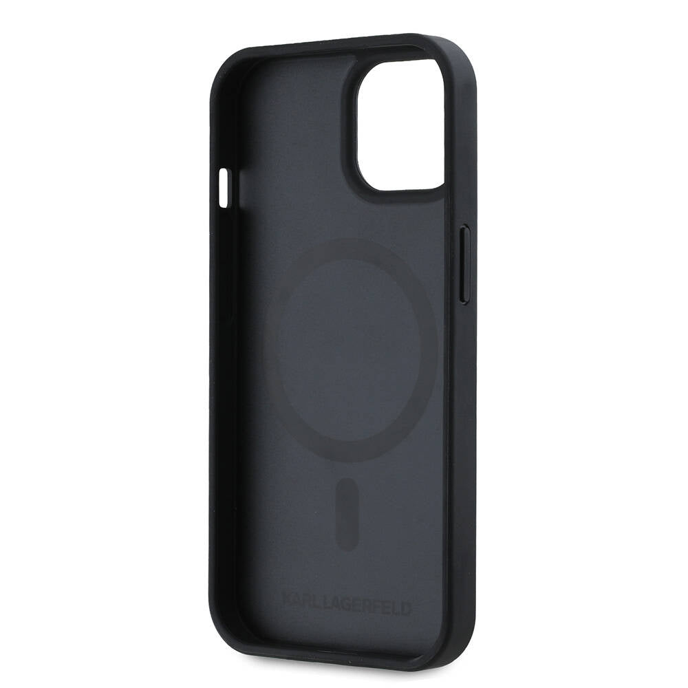 iPhone 15 Kılıf Karl Lagerfeld Orijinal Lisanslı M-safe Şarj Özellikli KL Yazılı Hot Stamp Kılıf