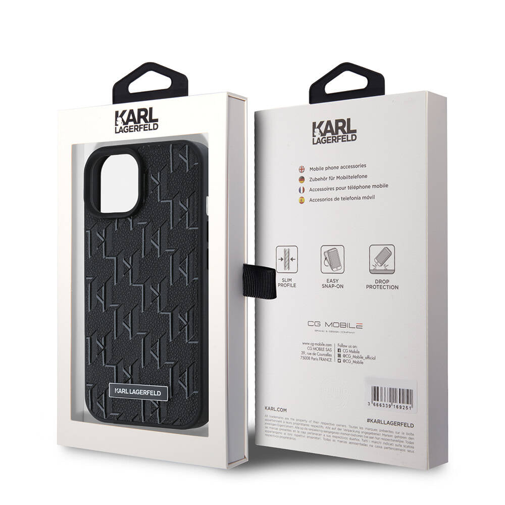 iPhone 15 Kılıf Karl Lagerfeld Orijinal Lisanslı M-safe Şarj Özellikli KL Yazılı Hot Stamp Kılıf