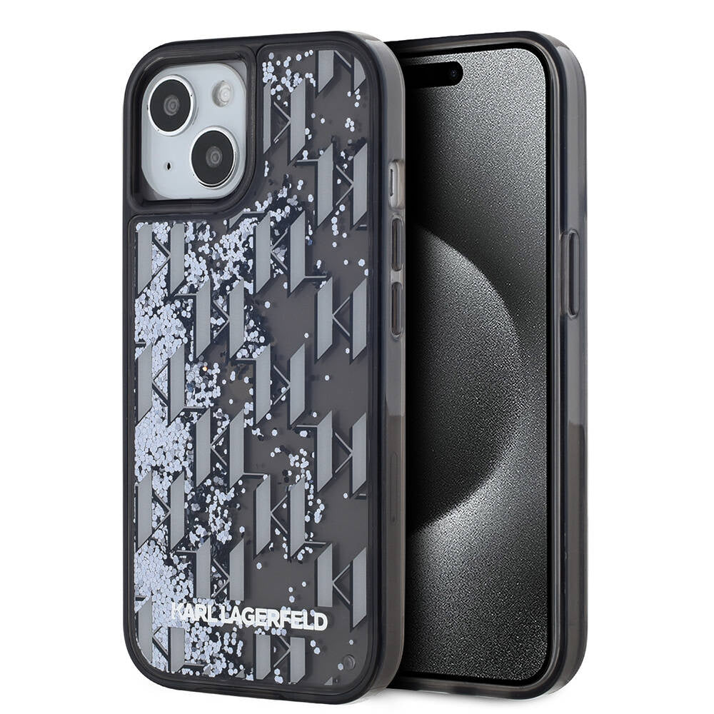 iPhone 15 Kılıf Karl Lagerfeld Orijinal Lisanslı Simli KL Yazılı Monogram Gradıent Kılıf
