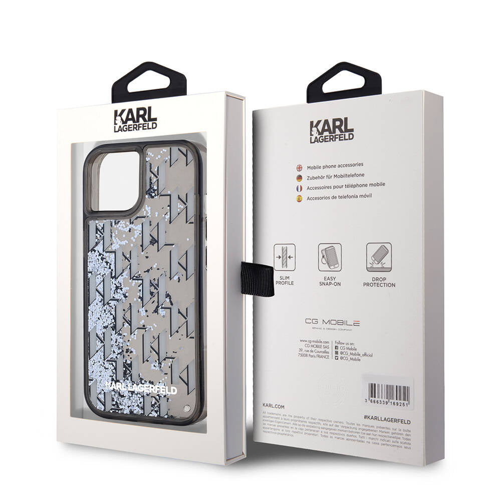 iPhone 15 Kılıf Karl Lagerfeld Orijinal Lisanslı Simli KL Yazılı Monogram Gradıent Kılıf
