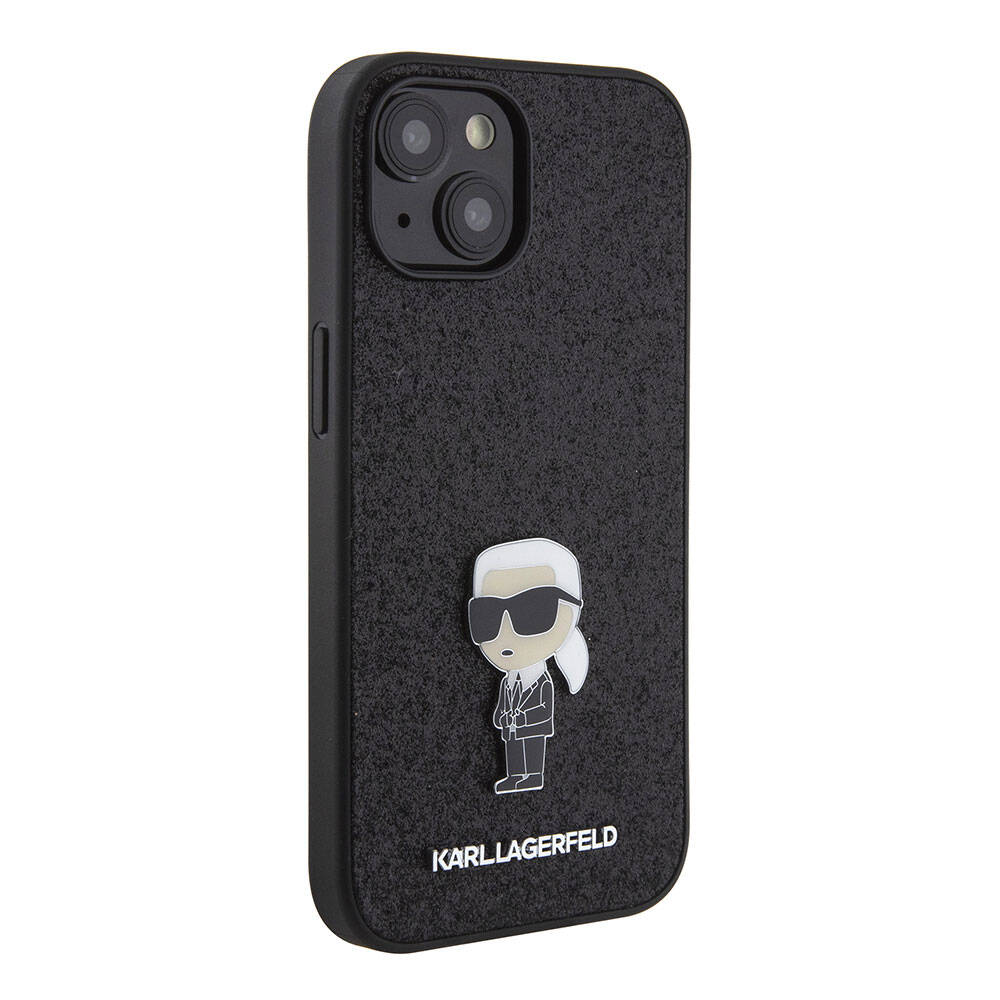 iPhone 15 Kılıf Karl Lagerfeld İkonik Fixed Glitter Metal Logo orijinal Lisanslı Kılıf