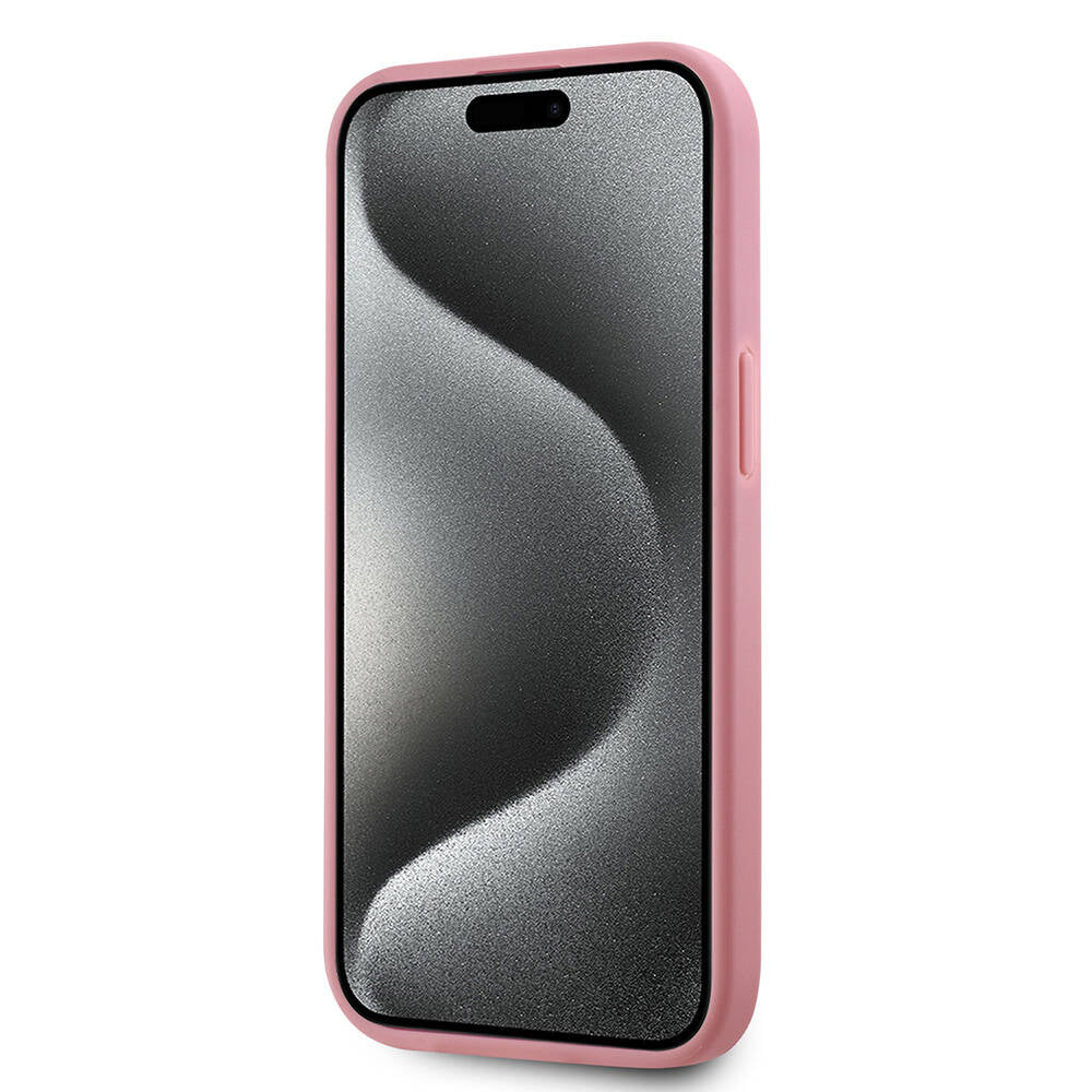 iPhone 15 Kılıf Karl Lagerfeld orijinal Lisanslı 3D KL Yazılı Tüylü Arka Yüzey Saffiano Rhinestones Kılıf