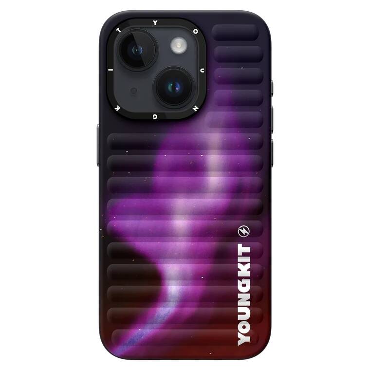 iPhone 15 Kılıf Kuzey Işıkları Desenli Youngkit Aurora Serisi Kılıf