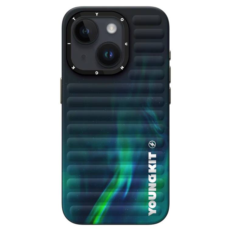 iPhone 15 Kılıf Kuzey Işıkları Desenli Youngkit Aurora Serisi Kılıf