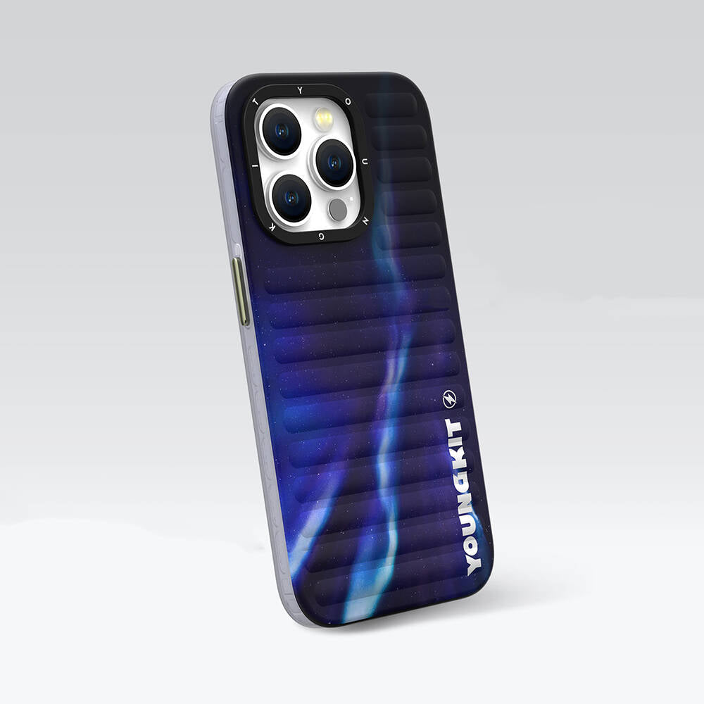 iPhone 15 Kılıf Kuzey Işıkları Desenli Youngkit Aurora Serisi Kılıf