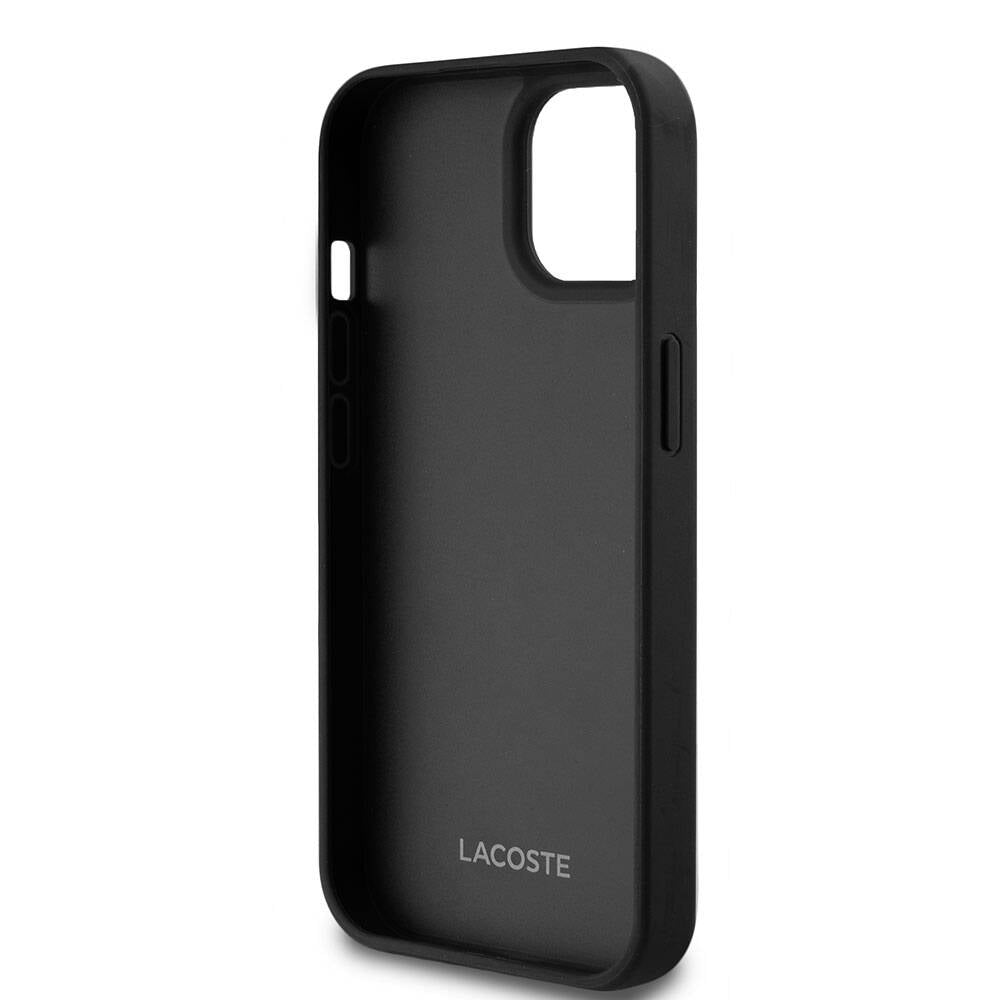 iPhone 15 Kılıf Lacoste Orijinal Lisanslı M-safe Şarj Özellikli PU Deri Görünümlü Kartlıklı Karışık Monogram Desenli Kılıf