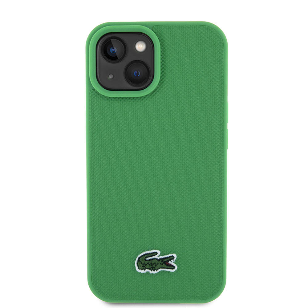 iPhone 15 Kılıf Lacoste Orijinal Lisanslı PU Pike Desenli Arka Yüzey İkonik Timsah Dokuma Logolu Kılıf