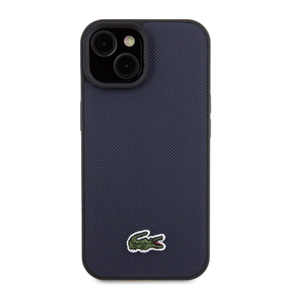 iPhone 15 Kılıf Lacoste orijinal Lisanslı PU Pike Desenli Arka Yüzey İkonik Timsah Dokuma Logolu Kılıf