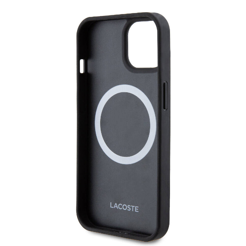 iPhone 15 Kılıf Lacoste orijinal Lisanslı PU Pike Desenli Arka Yüzey İkonik Timsah Dokuma Logolu Kılıf